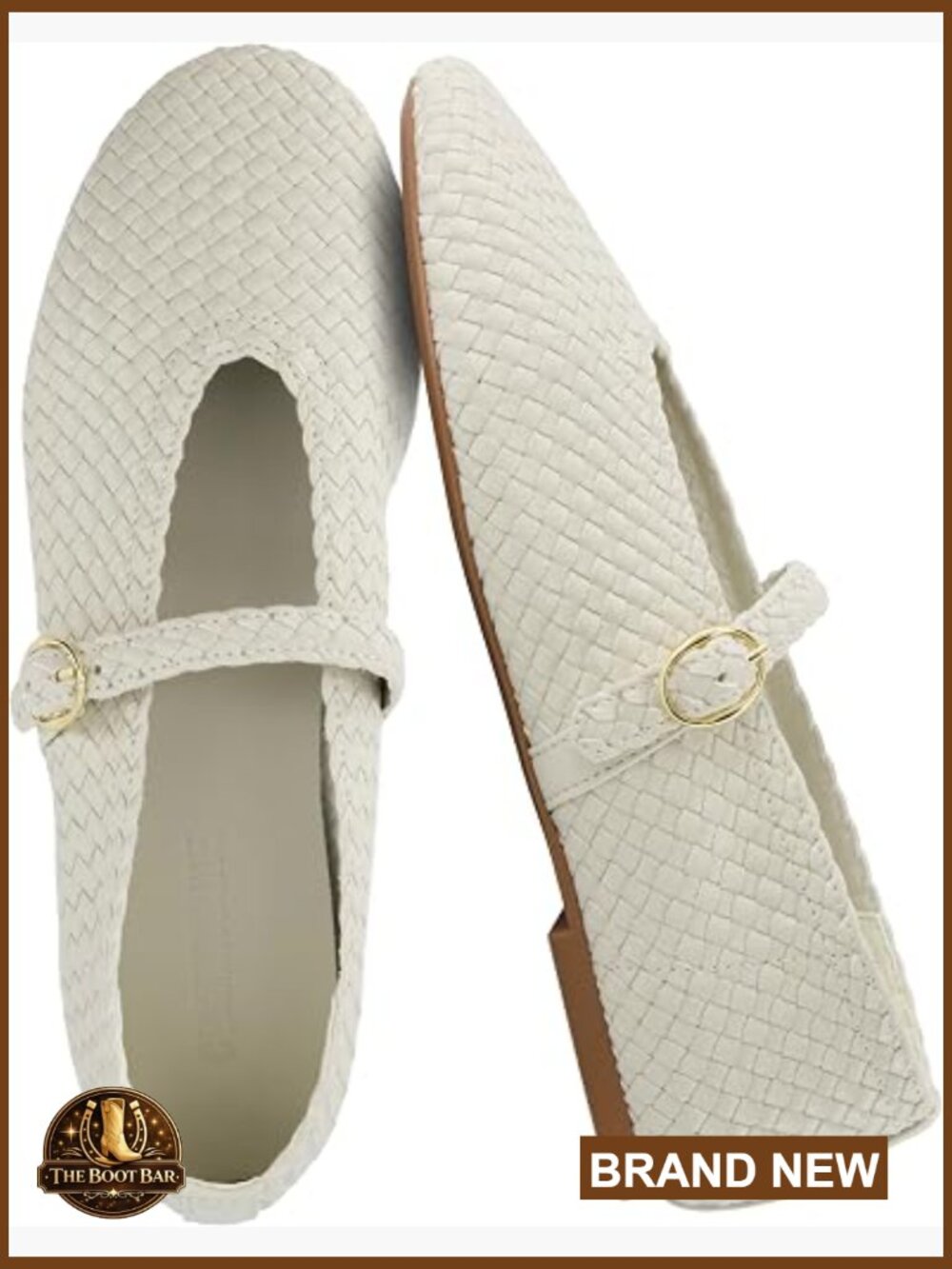 Woven Mary Jane Flats with Memory Foam - Comfortable Ballet Shoes - Picture 1 of 7